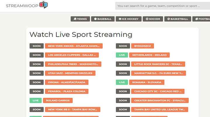 Stream Woop: American sports to live streams